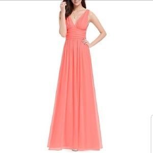 Coral V Dress